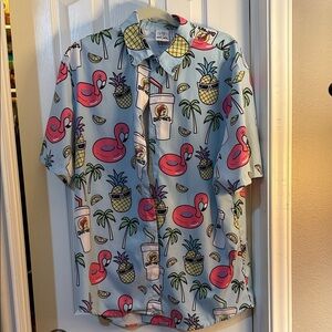 Men's Blue Buc-ee’s Flamingo Print Shirt (large) L